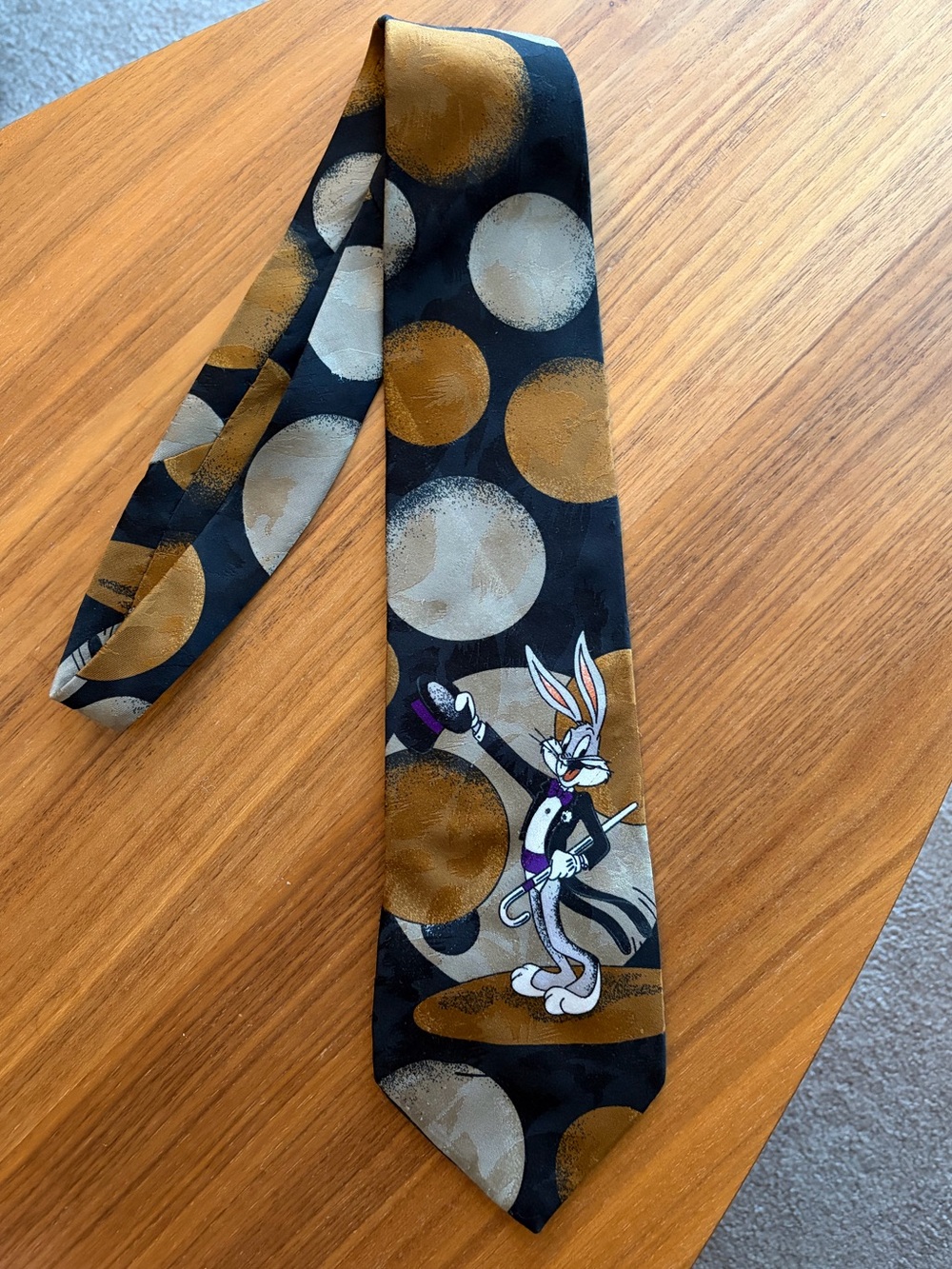Vintage 1994 Looney Tunes Tie Black Bugs Bunny